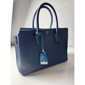 Women MCM Bag In Blue With Monogram On Inside Pocket Extra Strap 100% AUTHENTIC